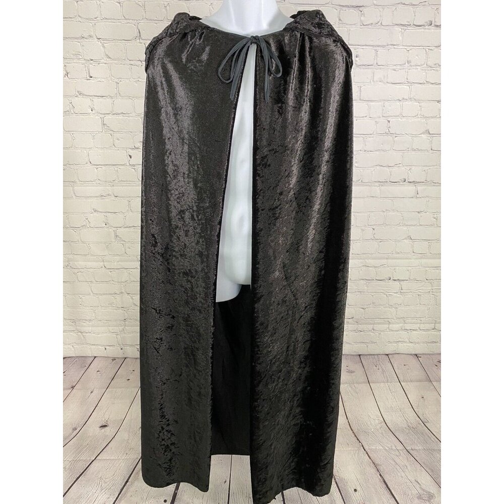 Rubie’s Costume Co. Black Crushed Velvet Hooded Neck Tie Cape Unisex Adult O/S